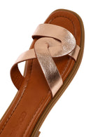 Women's Gold Metallic Leather Slippers | Derimod Women's Gold Metallic Leather Slippers | Derimod