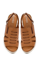 Women's Brown Thick Soled Leather Comfort Sandals | Derimod Women's Brown Thick Soled Leather Comfort Sandals | Derimod