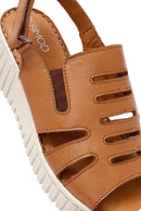 Women's Brown Thick Soled Leather Comfort Sandals | Derimod Women's Brown Thick Soled Leather Comfort Sandals | Derimod