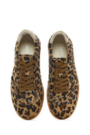 Kadın Leopar Bağcıklı Deri Sneaker | Derimod Kadın Leopar Bağcıklı Deri Sneaker | Derimod