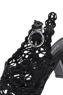Women's Black Braided Metallic Chunky Low Heel Sandals | Derimod Women's Black Braided Metallic Chunky Low Heel Sandals | Derimod