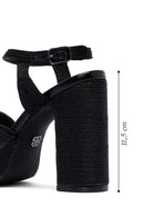 Woman Black Ankle Buckle High Thick Heel Platform Straw Sandals | Derimod Woman Black Ankle Buckle High Thick Heel Platform Straw Sandals | Derimod