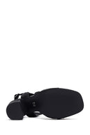 Woman Black Ankle Buckle High Thick Heel Platform Straw Sandals | Derimod Woman Black Ankle Buckle High Thick Heel Platform Straw Sandals | Derimod