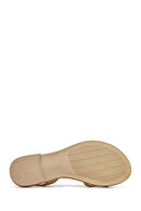 Women's Brown Stoned Flip-Flop Leather Sandals | Derimod Women's Brown Stoned Flip-Flop Leather Sandals | Derimod