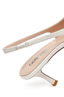 Women's Cream Slingback Thin Heel Leather Shoes | Derimod Women's Cream Slingback Thin Heel Leather Shoes | Derimod