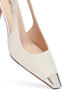 Women's Cream Slingback Thin Heel Leather Shoes | Derimod Women's Cream Slingback Thin Heel Leather Shoes | Derimod