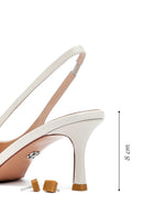 Women's Cream Slingback Thin Heel Leather Shoes | Derimod Women's Cream Slingback Thin Heel Leather Shoes | Derimod