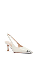 Women's Cream Slingback Thin Heel Leather Shoes | Derimod Women's Cream Slingback Thin Heel Leather Shoes | Derimod