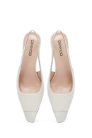 Women's Cream Slingback Thin Heel Leather Shoes | Derimod Women's Cream Slingback Thin Heel Leather Shoes | Derimod