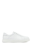 Women's White Lace-Up Leather Sneaker | Derimod Women's White Lace-Up Leather Sneaker | Derimod