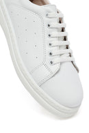 Women's White Lace-Up Leather Sneaker | Derimod Women's White Lace-Up Leather Sneaker | Derimod