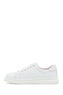 Women's White Lace-Up Leather Sneaker | Derimod Women's White Lace-Up Leather Sneaker | Derimod