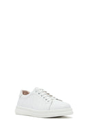Women's White Lace-Up Leather Sneaker | Derimod Women's White Lace-Up Leather Sneaker | Derimod