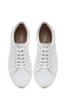 Women's White Lace-Up Leather Sneaker | Derimod Women's White Lace-Up Leather Sneaker | Derimod
