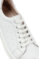 Women's White Lace-Up Leather Sneaker | Derimod Women's White Lace-Up Leather Sneaker | Derimod