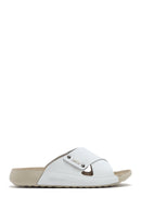 Women's White Leather Comfort Slippers | Derimod Women's White Leather Comfort Slippers | Derimod