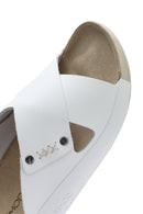 Women's White Leather Comfort Slippers | Derimod Women's White Leather Comfort Slippers | Derimod