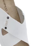 Women's White Leather Comfort Slippers | Derimod Women's White Leather Comfort Slippers | Derimod