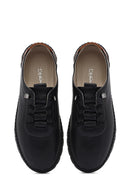 Women's Black Lace-Up Leather Sneaker | Derimod Women's Black Lace-Up Leather Sneaker | Derimod