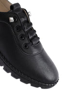 Women's Black Lace-Up Leather Sneaker | Derimod Women's Black Lace-Up Leather Sneaker | Derimod