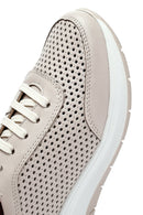 Women's Cream Lace-Up Thick-Sole Leather Sneakers | Derimod Women's Cream Lace-Up Thick-Sole Leather Sneakers | Derimod