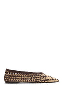 Women's Multicolored Straw Leather Ballerina | Derimod Women's Multicolored Straw Leather Ballerina | Derimod