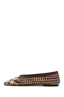 Women's Multicolored Straw Leather Ballerina | Derimod Women's Multicolored Straw Leather Ballerina | Derimod