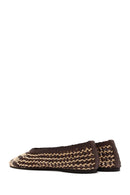 Women's Multicolored Straw Leather Ballerina | Derimod Women's Multicolored Straw Leather Ballerina | Derimod