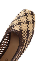 Women's Multicolored Straw Leather Ballerina | Derimod Women's Multicolored Straw Leather Ballerina | Derimod