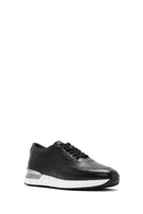 Men's Black Lace-up Thick-Sole Leather Sneaker | Derimod Men's Black Lace-up Thick-Sole Leather Sneaker | Derimod