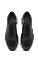 Men's Black Lace-up Thick-Sole Leather Sneaker | Derimod Men's Black Lace-up Thick-Sole Leather Sneaker | Derimod