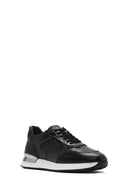 Erkek Siyah Bağcıklı Deri Sneaker | Derimod Erkek Siyah Bağcıklı Deri Sneaker | Derimod