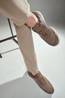 Men's Mink Lace-up Leather Sneaker | Derimod Men's Mink Lace-up Leather Sneaker | Derimod
