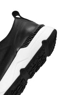Erkek Siyah Bağcıklı Deri Sneaker | Derimod Erkek Siyah Bağcıklı Deri Sneaker | Derimod
