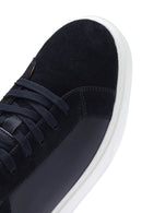 Erkek Lacivert Bağcıklı Deri Sneaker | Derimod Erkek Lacivert Bağcıklı Deri Sneaker | Derimod