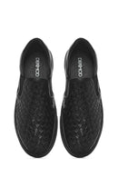 Erkek Siyah Örgü Deri Loafer | Derimod Erkek Siyah Örgü Deri Loafer | Derimod