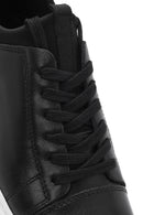 Erkek Siyah Bağcıklı Deri Sneaker | Derimod Erkek Siyah Bağcıklı Deri Sneaker | Derimod