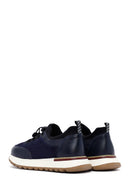 Men's Navy Blue Lace-Up Leather Sneaker | Derimod Men's Navy Blue Lace-Up Leather Sneaker | Derimod
