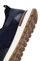 Men's Navy Blue Lace-Up Leather Sneaker | Derimod Men's Navy Blue Lace-Up Leather Sneaker | Derimod