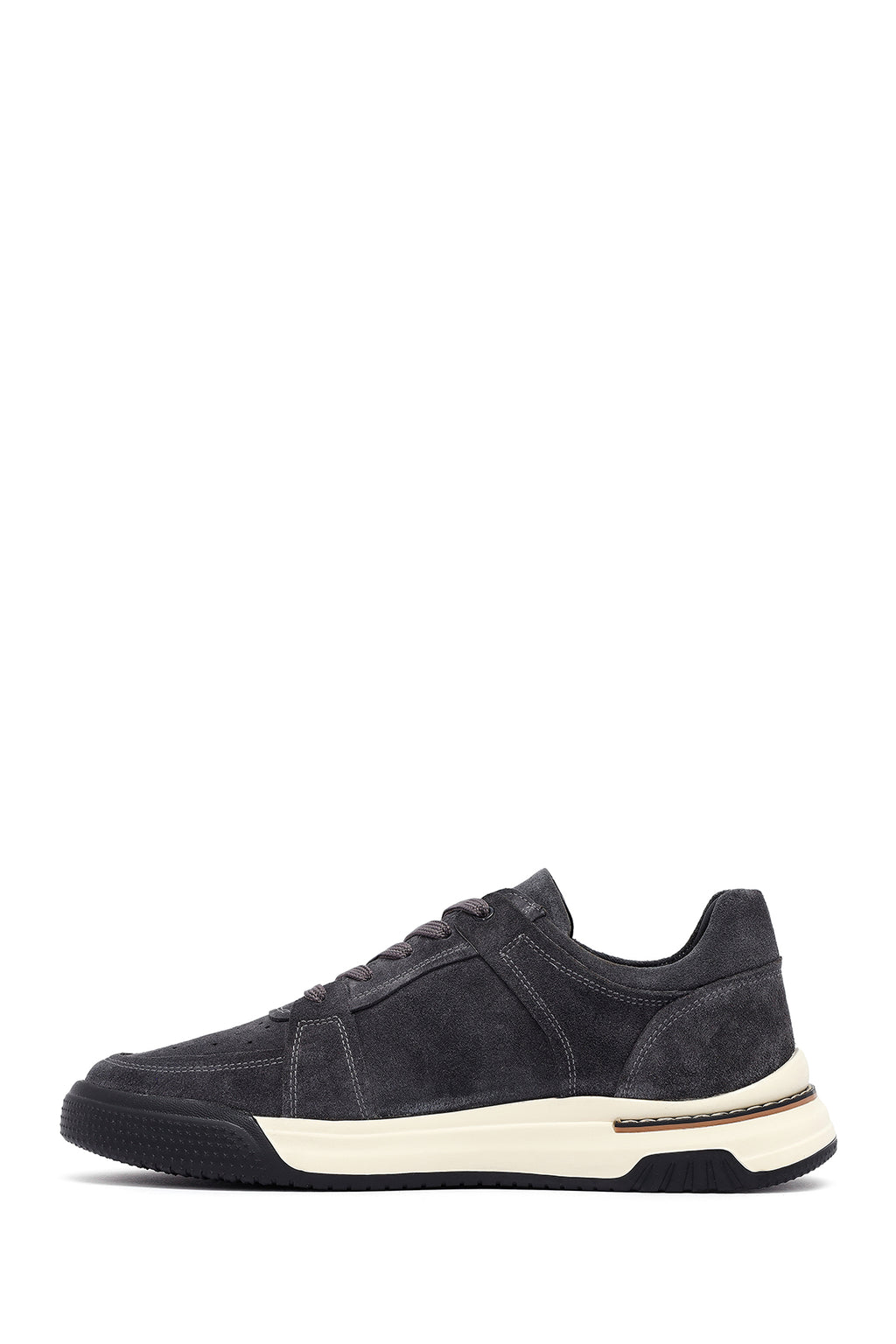 Erkek Gri Bağcıklı Süet Deri Sneaker