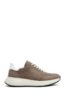 Erkek Vizon Bağcıklı Kalın Tabanlı Nubuk Deri Sneaker | Derimod Erkek Vizon Bağcıklı Kalın Tabanlı Nubuk Deri Sneaker | Derimod