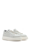 Men's White Thick Sole Lace Up Leather Sneaker | Derimod Men's White Thick Sole Lace Up Leather Sneaker | Derimod