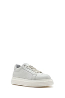 Men's White Thick Sole Lace Up Leather Sneaker | Derimod Men's White Thick Sole Lace Up Leather Sneaker | Derimod