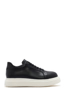 Erkek Siyah Kalın Tabanlı Bağcıklı Deri Sneaker | Derimod Erkek Siyah Kalın Tabanlı Bağcıklı Deri Sneaker | Derimod