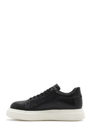 Erkek Siyah Kalın Tabanlı Bağcıklı Deri Sneaker | Derimod Erkek Siyah Kalın Tabanlı Bağcıklı Deri Sneaker | Derimod