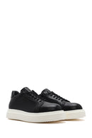 Erkek Siyah Kalın Tabanlı Bağcıklı Deri Sneaker | Derimod Erkek Siyah Kalın Tabanlı Bağcıklı Deri Sneaker | Derimod