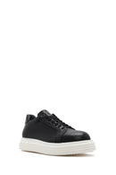 Erkek Siyah Kalın Tabanlı Bağcıklı Deri Sneaker | Derimod Erkek Siyah Kalın Tabanlı Bağcıklı Deri Sneaker | Derimod
