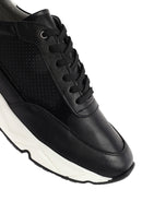 Erkek Siyah Bağcıklı Kalın Tabanlı Deri Sneaker | Derimod Erkek Siyah Bağcıklı Kalın Tabanlı Deri Sneaker | Derimod