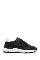 Erkek Lacivert Bağcıklı Kalın Tabanlı Deri Sneaker | Derimod Erkek Lacivert Bağcıklı Kalın Tabanlı Deri Sneaker | Derimod