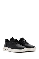 Men's Black Lace-up Thick-Sole Leather Sneaker | Derimod Men's Black Lace-up Thick-Sole Leather Sneaker | Derimod